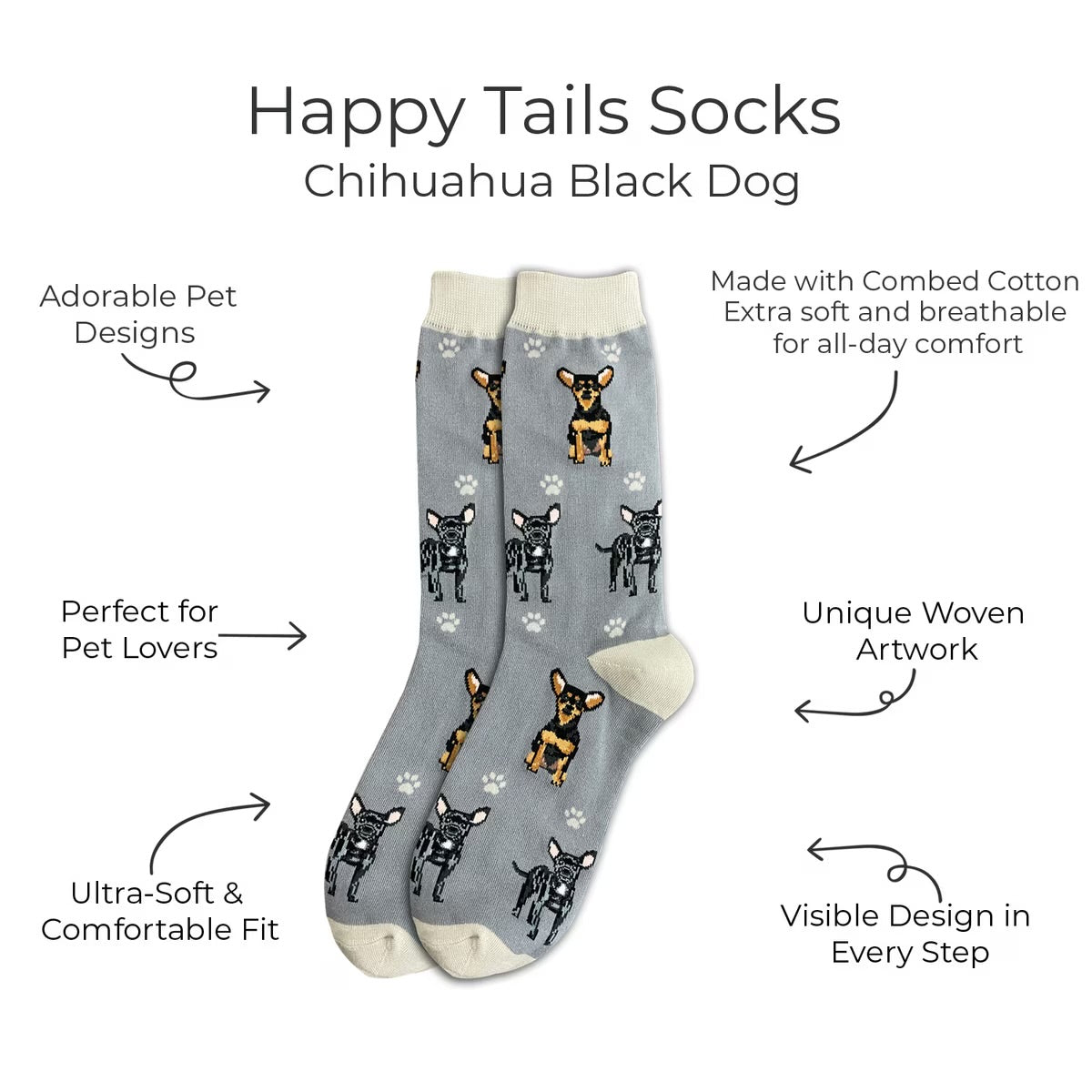 BLACK CHIHUAHUA Dog Adult Unisex Socks By E&S Pets Choose Style