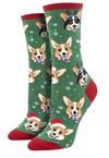 HAPPY PAWLIDAYS Ladies Welsh Corgi Dog Christmas Socks SOCKSmith Brand