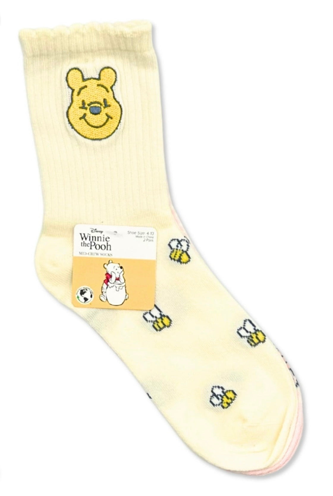 DISNEY Winnie The Pooh Ladies 2 Pair Of Socks With PIGLET & HONEY BEES