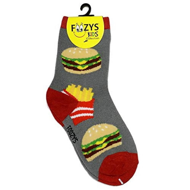 CHEESEBURGERS & FRENCH FRIES Unisex Kids Socks Ages 5-10 Years FOOZYS Brand