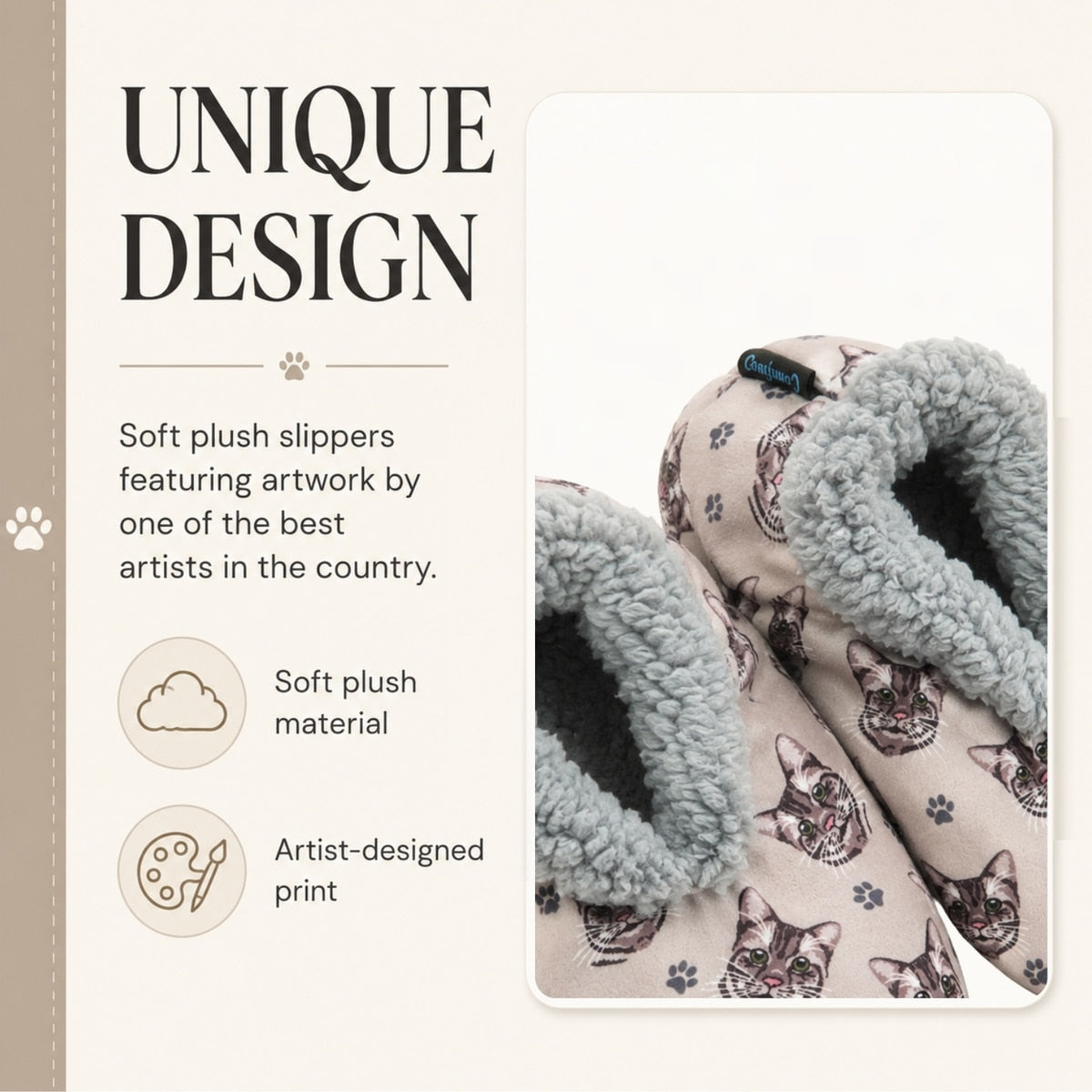 SILVER GRAY TABBY CAT Ladies Non-Slip Slippers COMFIES BRAND By E&S Pets