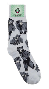 BLACK BEAR Adult Unisex Socks FUNATIC Brand Bears All Over - Novelty Socks And Slippers