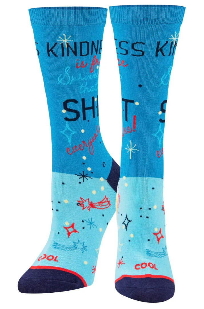COOL SOCKS Brand Ladies KINDNESS IS FREE SPRINKLE THAT SHIT EVERYWHERE Socks - Novelty Socks And Slippers
