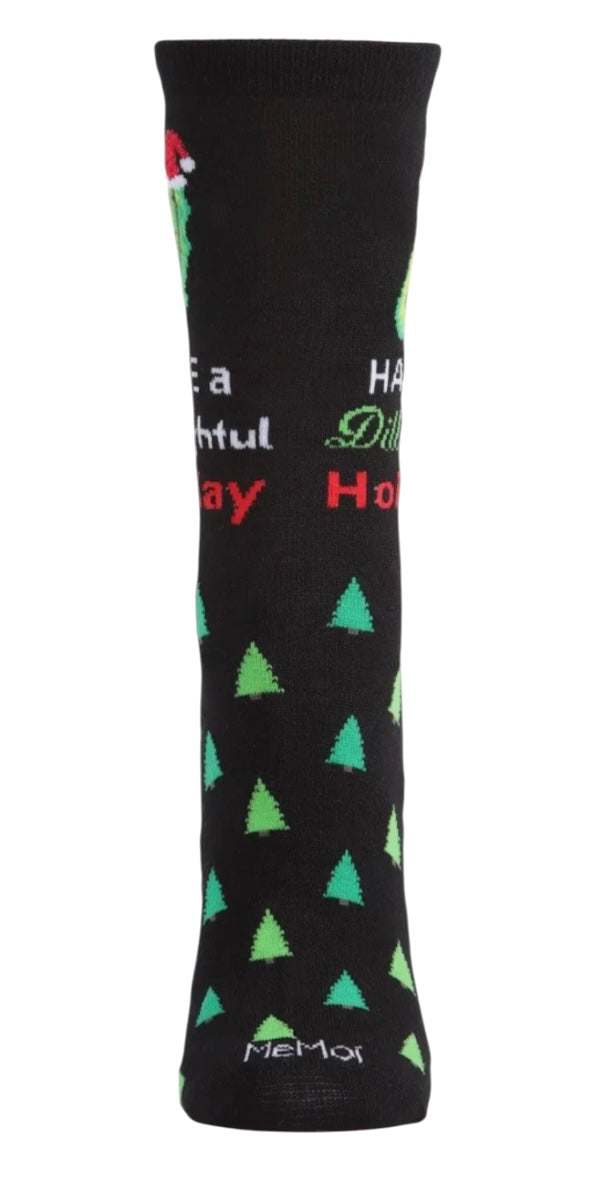 HAVE A DILL-IGHTFUL HOLIDAY Ladies Christmas Pickle Socks MeMoi Brand - Novelty Socks And Slippers