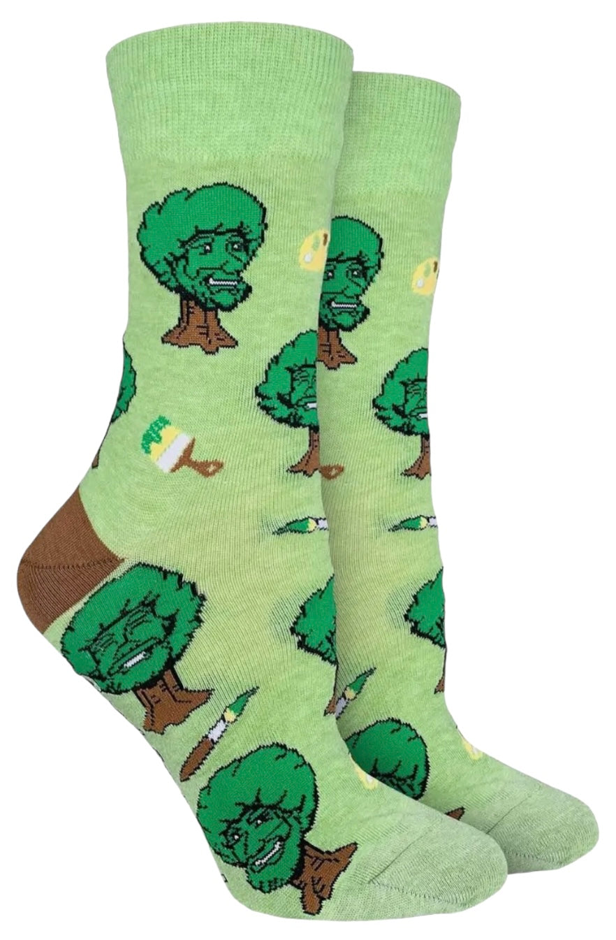 BOB ROSS Ladies HAPPY TREES Socks GOOD LUCK SOCK Brand - Novelty Socks And Slippers