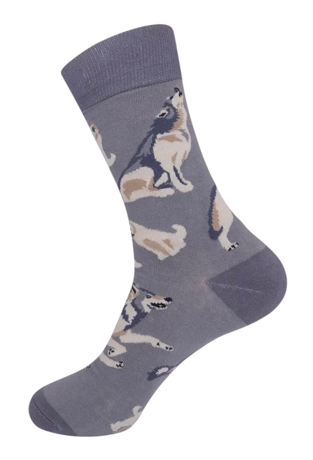 GRAY WOLF Adult Unisex Socks FUNATIC Brand Wolves All Over - Novelty Socks And Slippers