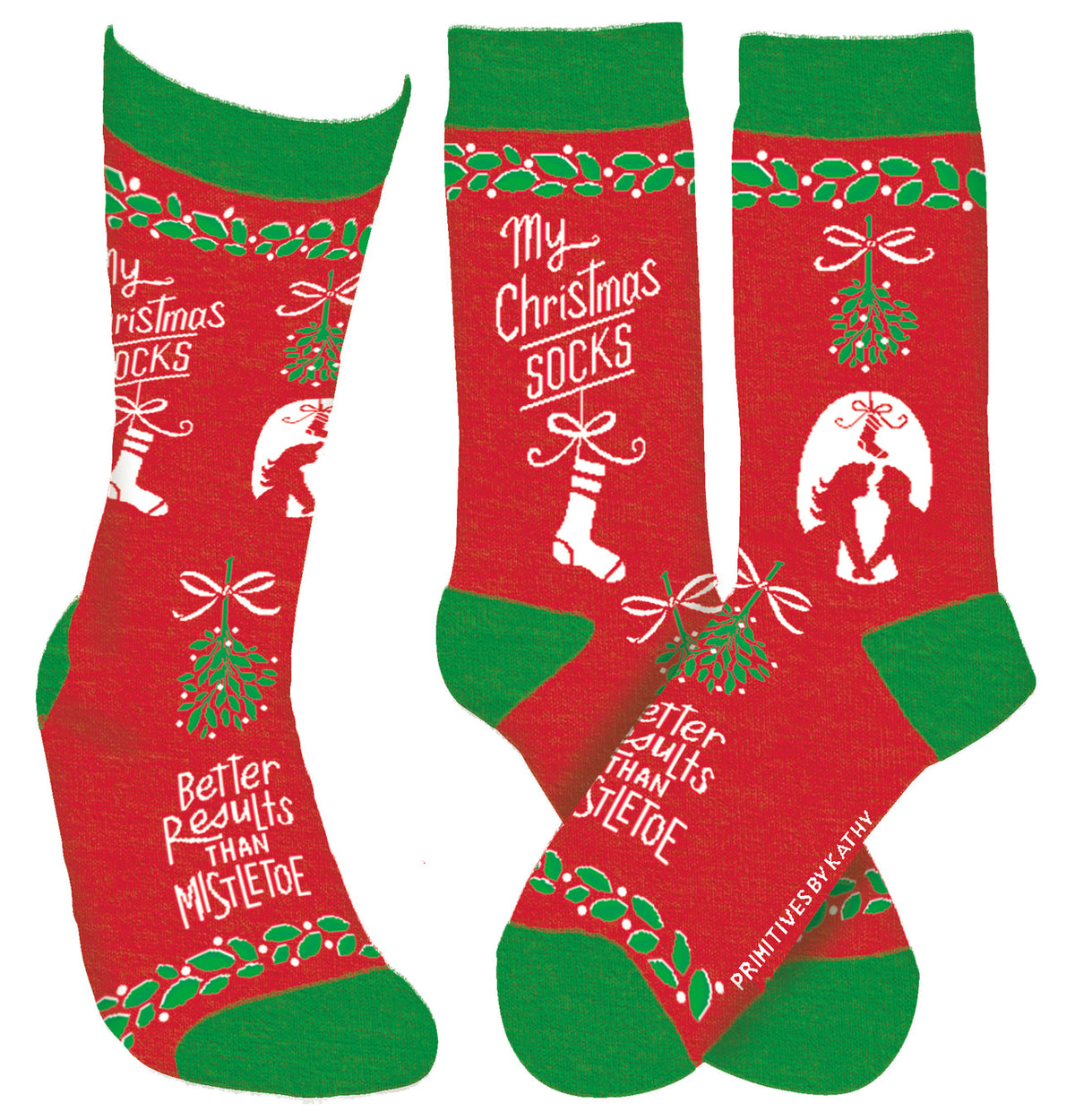 MY CHRISTMAS SOCKS BETTER THAN MISTLETOE Unisex Adult CHRISTMAS SOCKS PRIMITIVES BY KATHY Brand