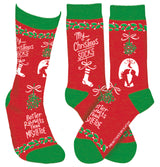 MY CHRISTMAS SOCKS BETTER THAN MISTLETOE Unisex Adult CHRISTMAS SOCKS PRIMITIVES BY KATHY Brand