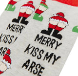 URBAN ECCENTRIC Brand Unisex SANTA MOONING Christmas Socks ‘MERRY KISS MY ARSE’ - Novelty Socks And Slippers