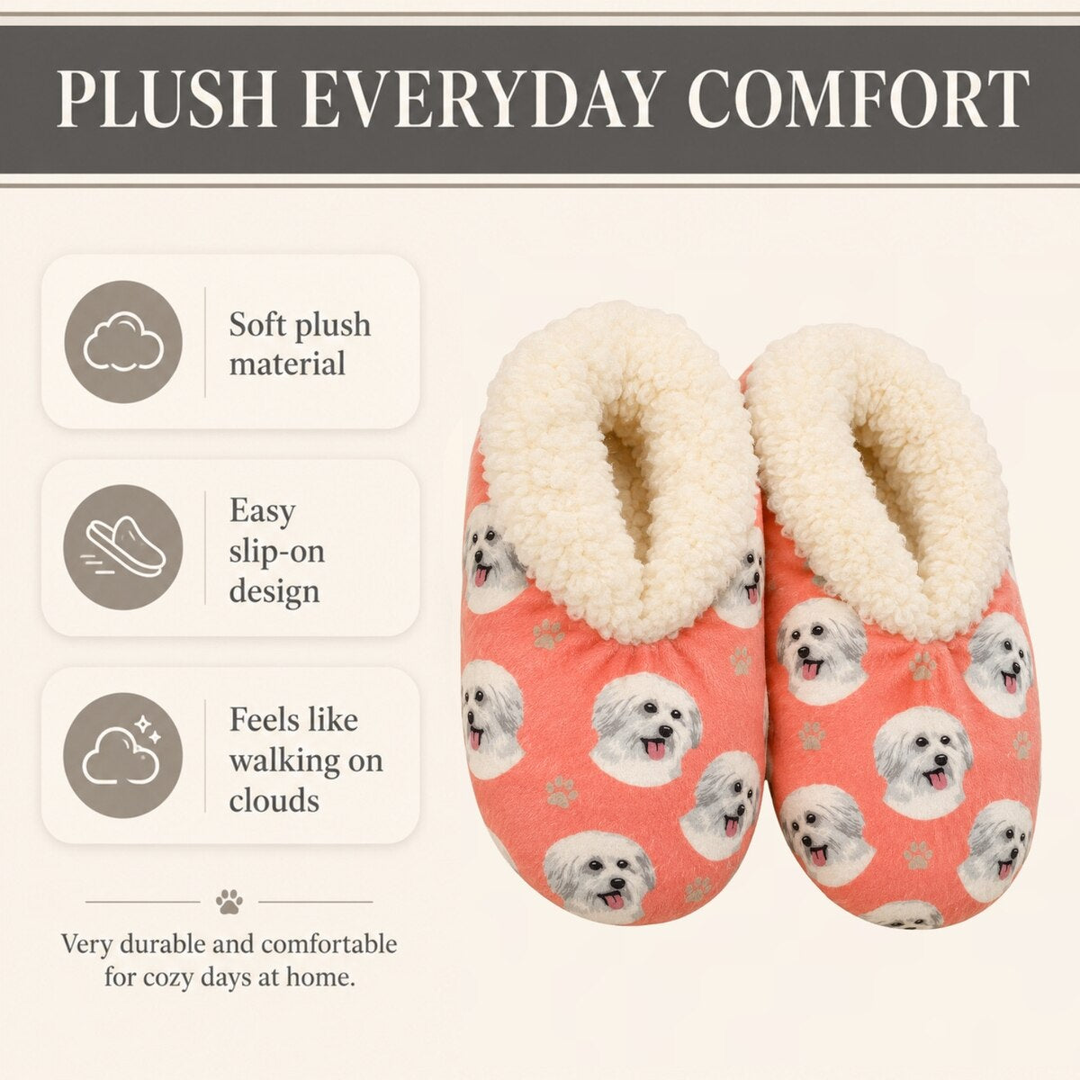 MALTESE Dog Ladies Non-Slip Slippers COMFIES BRAND By E&S Pets