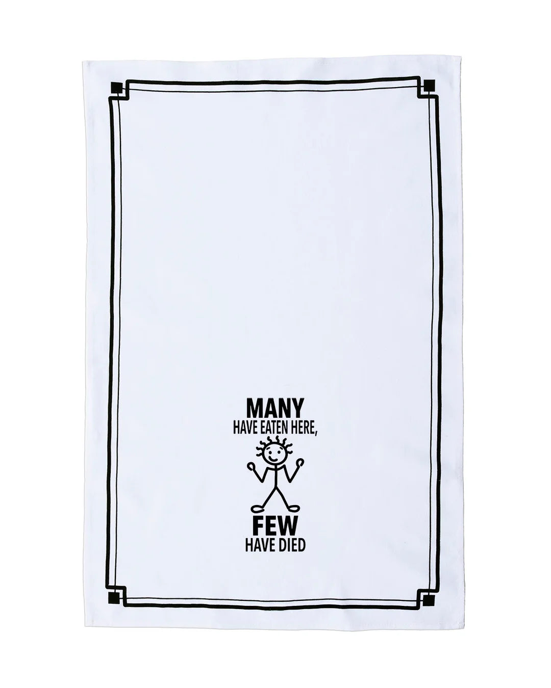 HEY NOW Brand By Fabdaz MANY HAVE EATEN HERE, FEW HAVE DIED Kitchen Tea Towel - Novelty Socks And Slippers