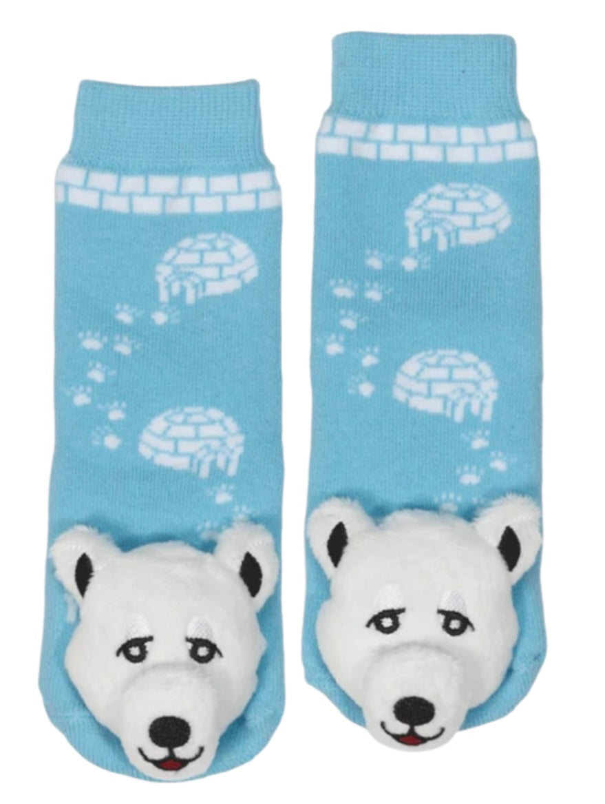 MESSY MOOSE Brand Unisex POLAR BEAR Gripper Bottom Socks - Novelty Socks And Slippers