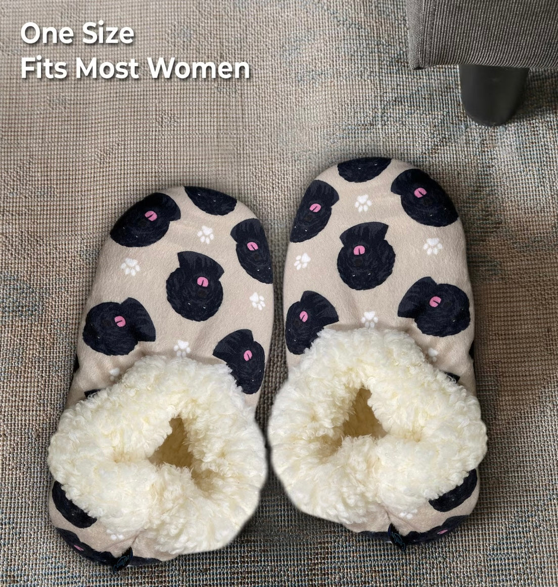 BLACK LABRADOODLE Dog Ladies Non-Slip Slippers COMFIES BRAND By E&S Pets - Novelty Socks And Slippers