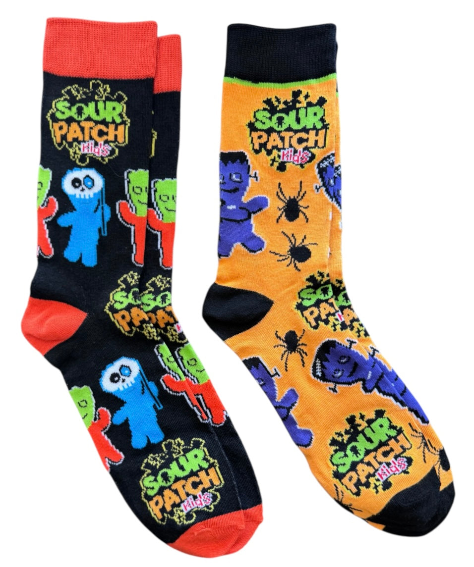 SOUR PATCH KIDS Men’s 2 Pair Of HALLOWEEN Socks ODD SOX Brand - Novelty Socks And Slippers