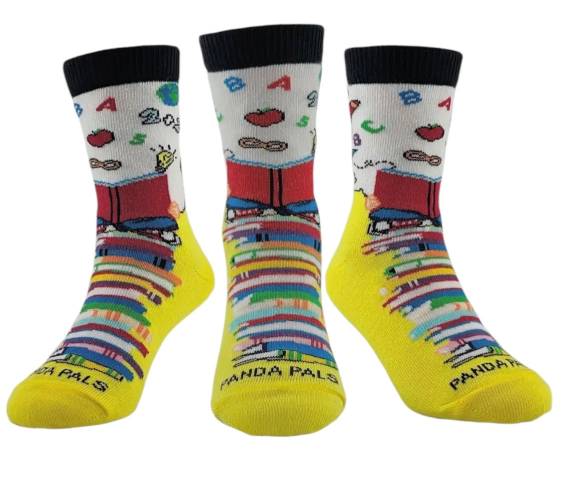 POWER OF BOOKS Unisex Kids Socks Age 5-7 SOCK PANDA Brand - Novelty Socks And Slippers