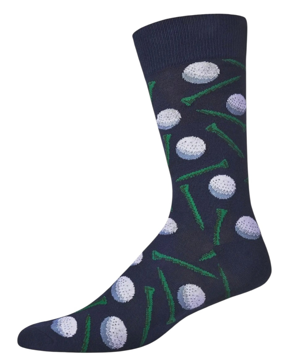 MeMoi Brand Men’s GOLF BALL & GOLF TEE Socks MeMoi Brand (Choose Color) - Novelty Socks And Slippers