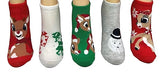 RUDOLPH THE RED NOSED REINDEER Ladies 5 Pair Of No Show Socks CLARICE & SAM THE SNOWMAN - Novelty Socks And Slippers