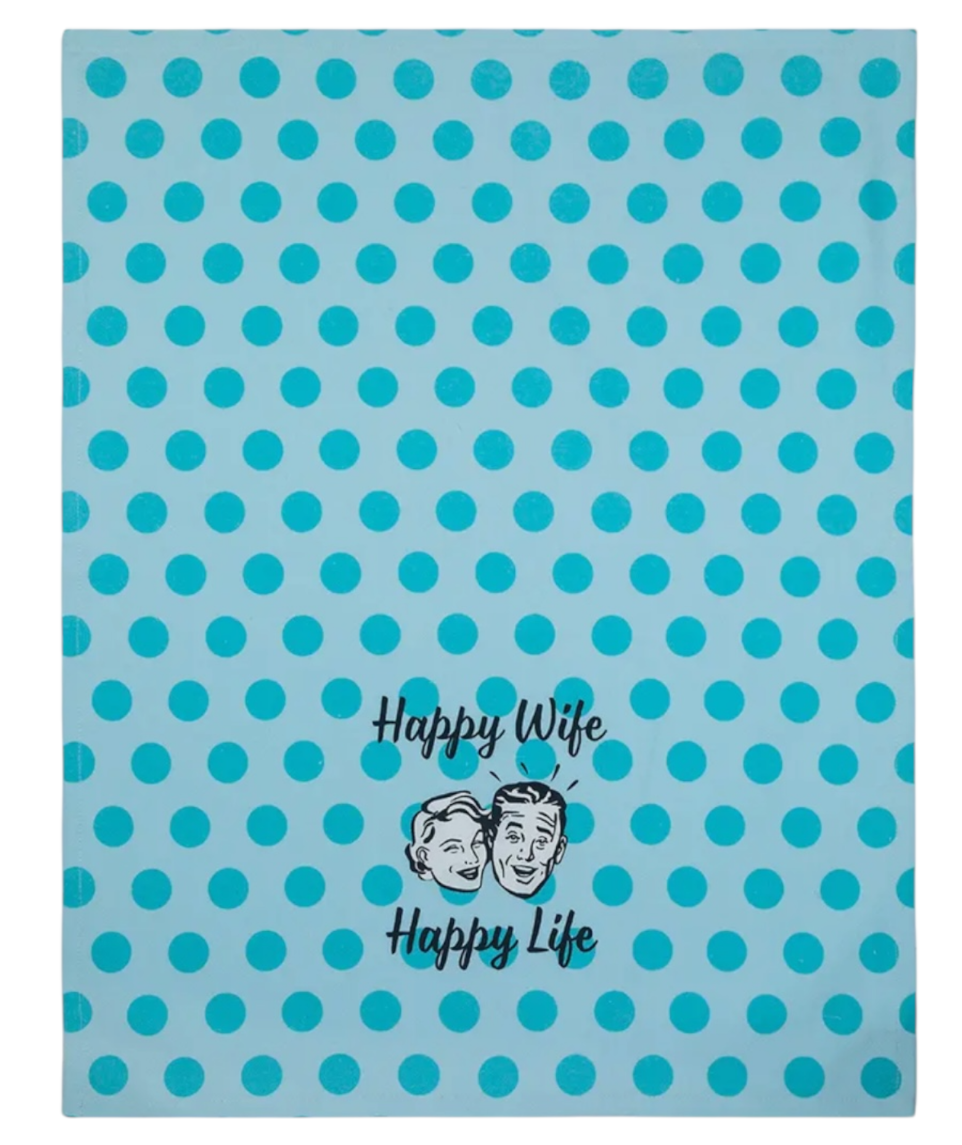 FUNATIC Brand HAPPY WIFE HAPPY LIFE Kitchen Tea Towel - Novelty Socks And Slippers
