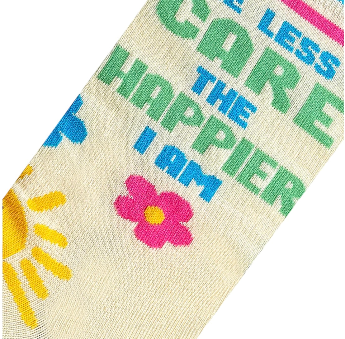 COOL SOCKS Brand Unisex THE LESS I CARE THE HAPPIER I AM Socks - Novelty Socks And Slippers