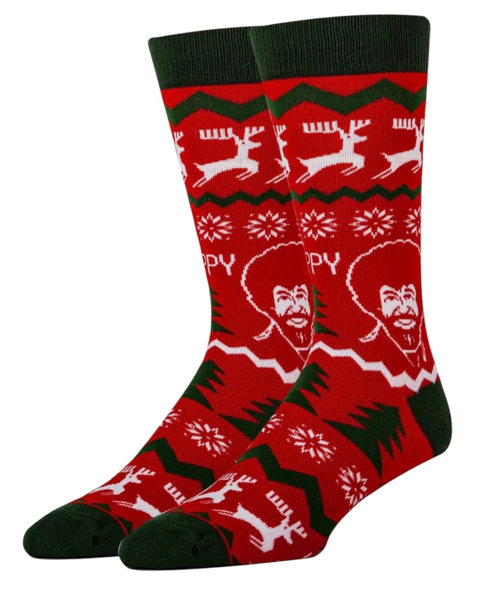 BOB ROSS Men’s 'MERRY MERRY BOB' CHRISTMAS SOCKS OOOH YEAH Brand - Novelty Socks And Slippers