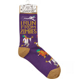 I RUN FROM ZOMBIES Adult Unisex Halloween Socks Primitives By Kathy Brand - Novelty Socks And Slippers