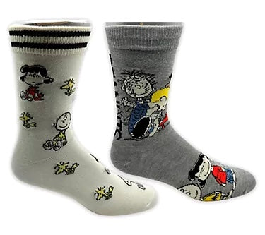 PEANUTS GANG Men’s 2 Pair Of Socks LINUS, SCHROEDER, FRANKLIN, LUCY, CHARLIE BROWN - Novelty Socks And Slippers