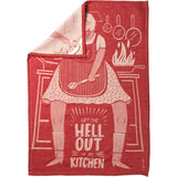 PRIMITIVES BY KATHY ‘GET THE HELL OUT OF MY KITCHEN’ Kitchen Tea Towel - Novelty Socks And Slippers