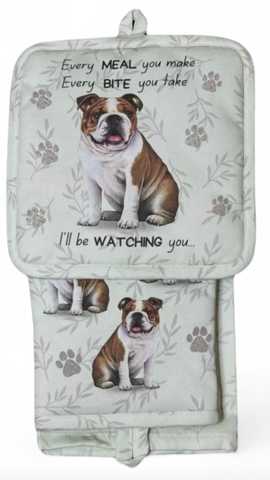 DOG & CAT 3 Piece Oven Mitt & Tea Towel Set By E&S Pets (CHOOSE BREED) - Novelty Socks And Slippers