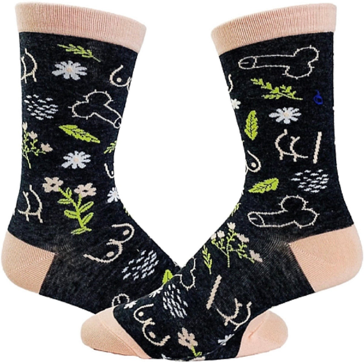 PENIS BOOBS & FLOWERS LADIES SOCKS CRAZY DOG BRAND