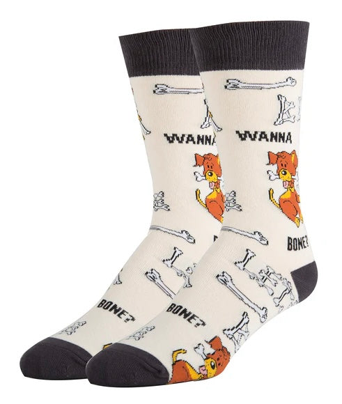 OOOH YEAH Brand Men’s DOG Socks ‘WANNA BONE?’ - Novelty Socks And Slippers