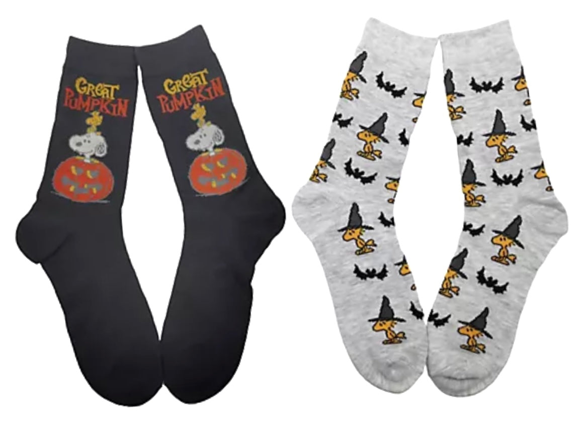 PEANUTS Men’s HALLOWEEN 2 Pair Of Socks ‘GREAT PUMPKIN’ - Novelty Socks And Slippers