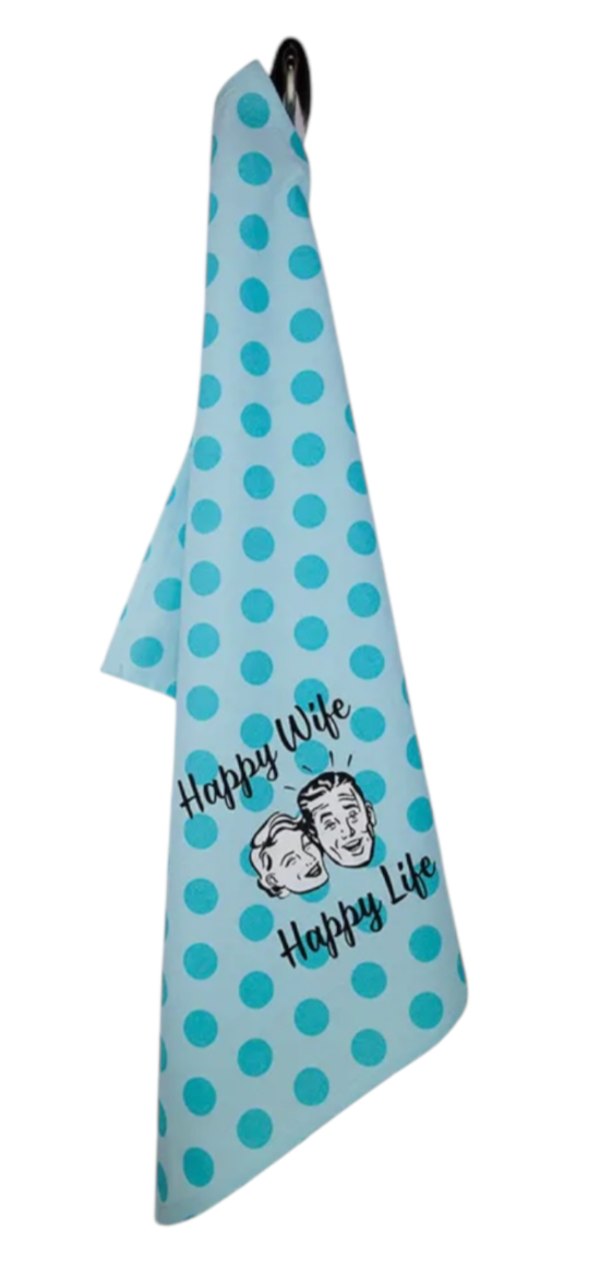 FUNATIC Brand HAPPY WIFE HAPPY LIFE Kitchen Tea Towel - Novelty Socks And Slippers