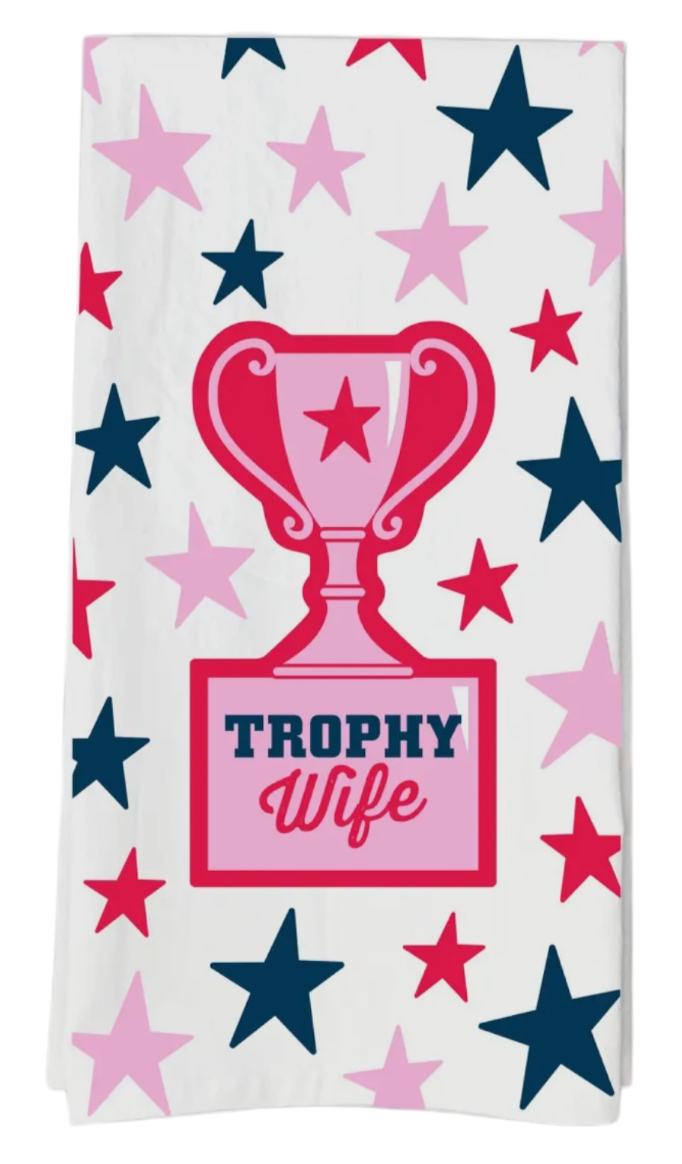 FUNATIC Brand TROPHY WIFE Kitchen Tea Towel - Novelty Socks And Slippers