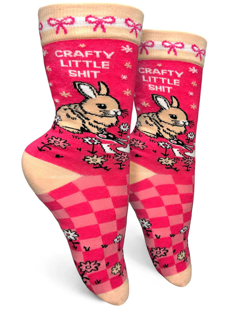 CRAFTY LITTLE SHIT Ladies Bunny Rabbit Socks GROOVY THINGS Brand - Novelty Socks And Slippers