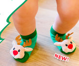 BOOGIE TOES Baby CHRISTMAS REINDEER Rattle Gripper Bottom Socks By PIERO LIVENTI - Novelty Socks And Slippers