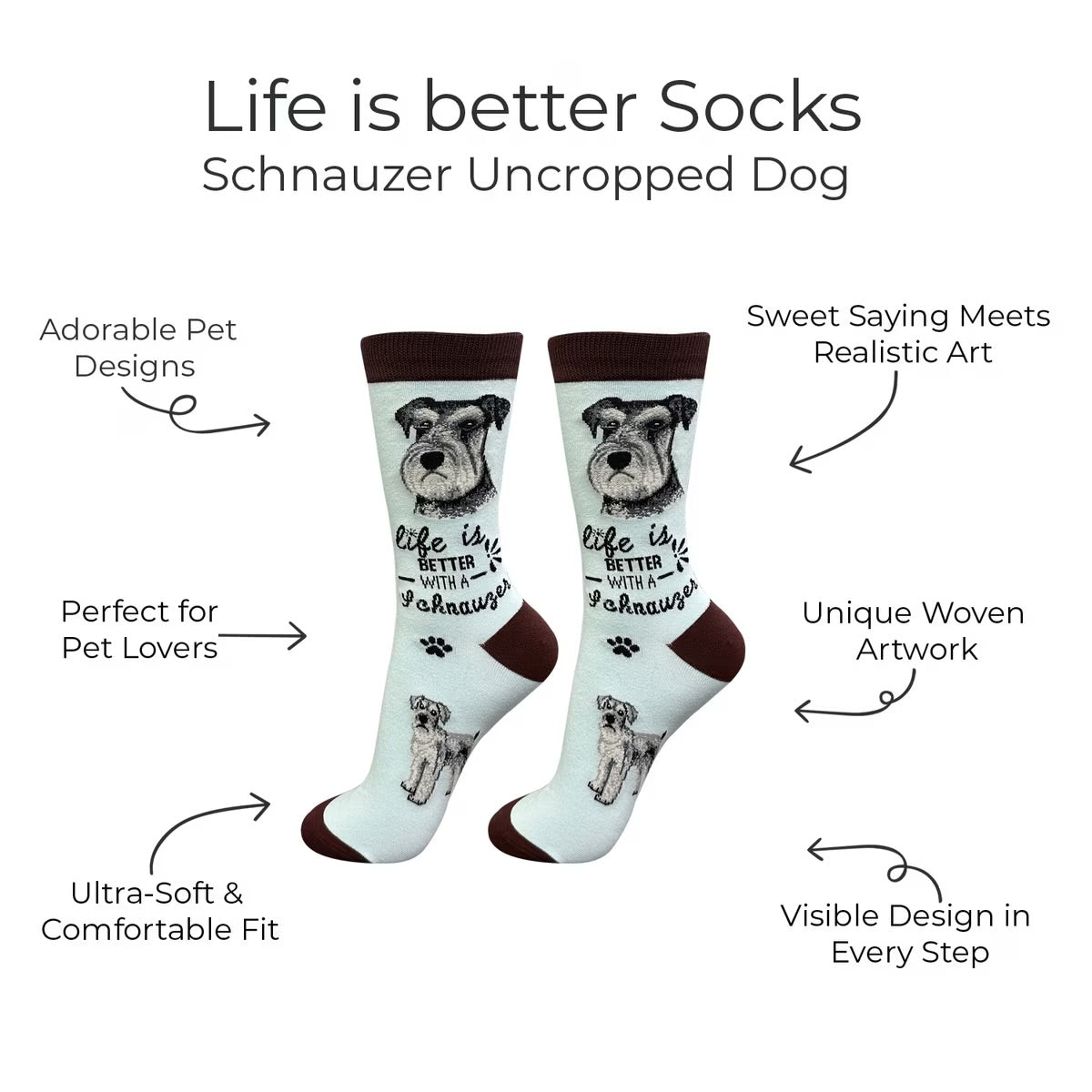 SCHNAUZER Dog Adult Unisex Socks By E&S Pets Choose Style