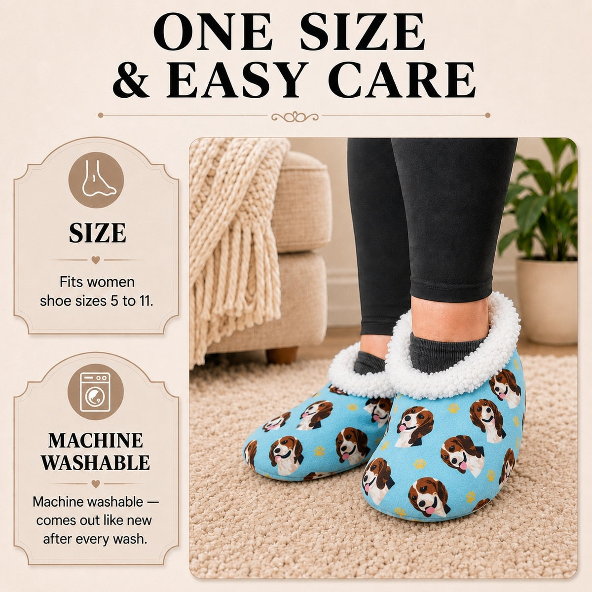 BEAGLE Dog Ladies Non-Slip Slippers COMFIES BRAND By E&S Pets