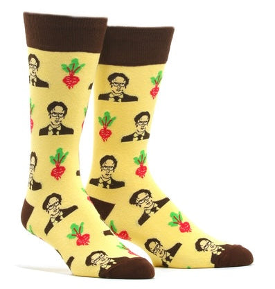 THE OFFICE TV SHOW DWIGHT SCHRUTE BEET FARM ADULT UNISEX SOCKS HEADLINE Brand