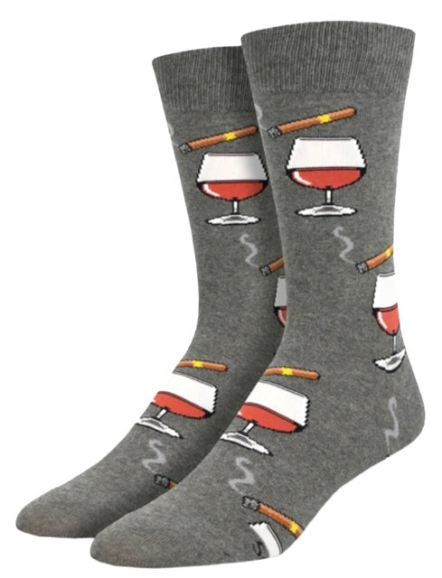 SOCKSMITH Brand Men’s BRANDY & CIGARS Socks ‘BRANDY DANDY’ (CHOOSE COLOR) - Novelty Socks And Slippers