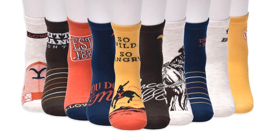 YELLOWSTONE TV Show Ladies 10 Pair Of Socks ‘SO WILD SO ANGRY’ - Novelty Socks And Slippers