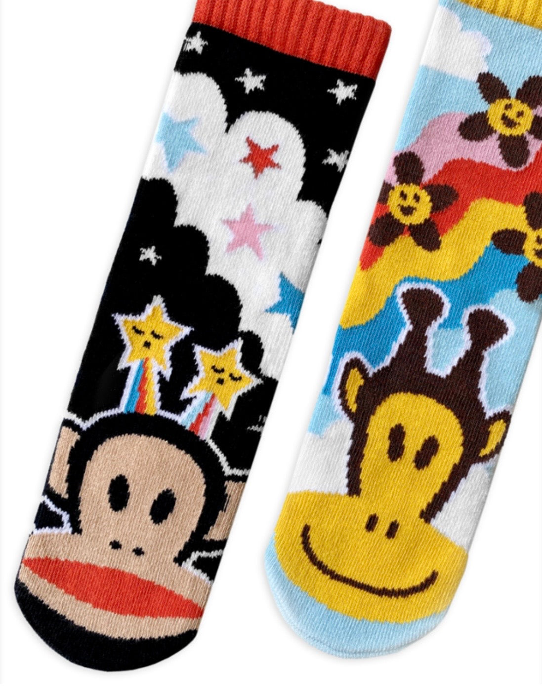 JULIUS The Monkey & CLANCY The Giraffe UNISEX MISMATCHED GRIPPER BOTTOM SOCKS PALS SOCKS Brand By PAUL FRANK (Choose Size) - Novelty Socks And Slippers