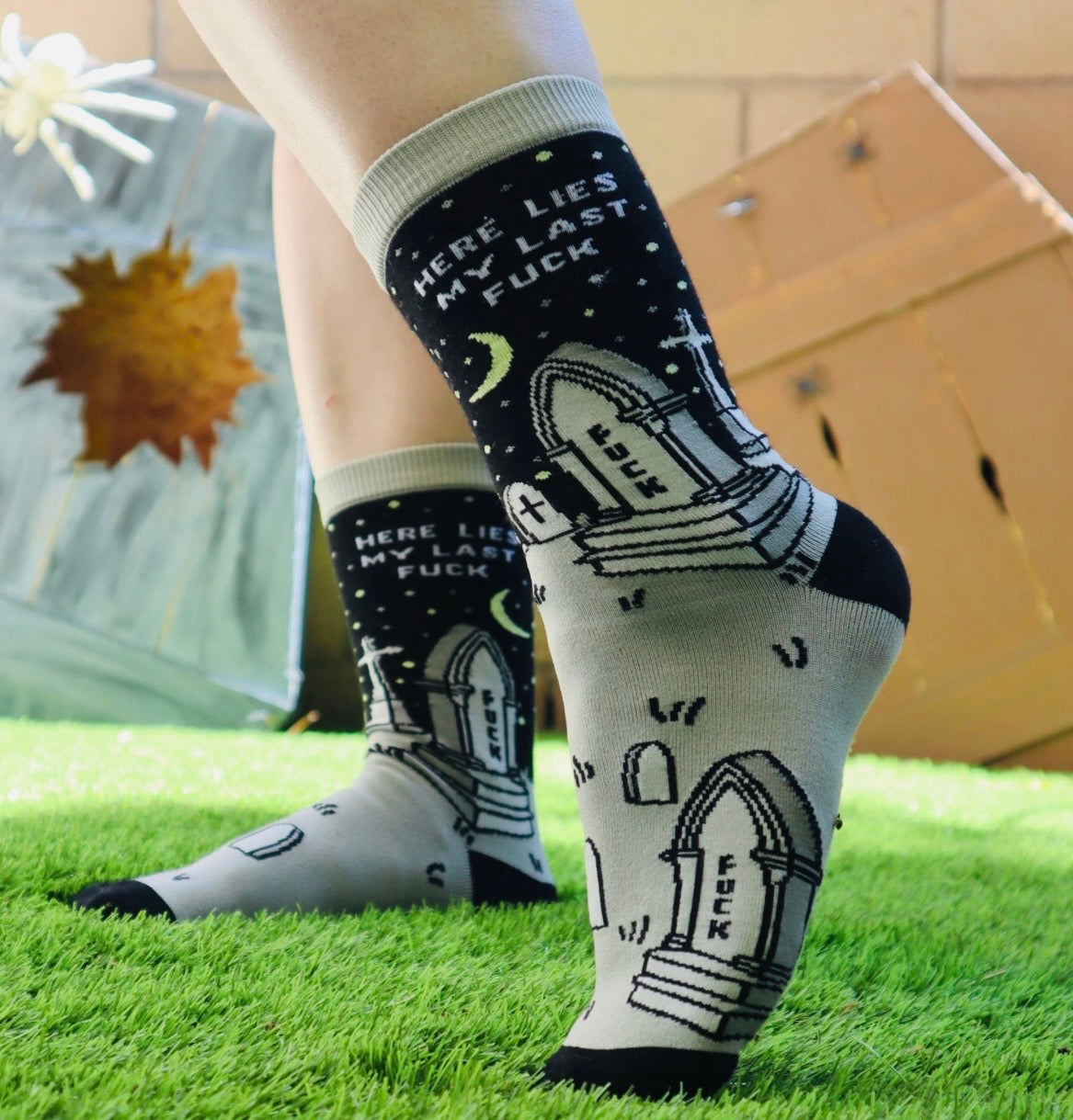 HERE LIES MY LAST FUCK Ladies Socks GROOVY THINGS Brand