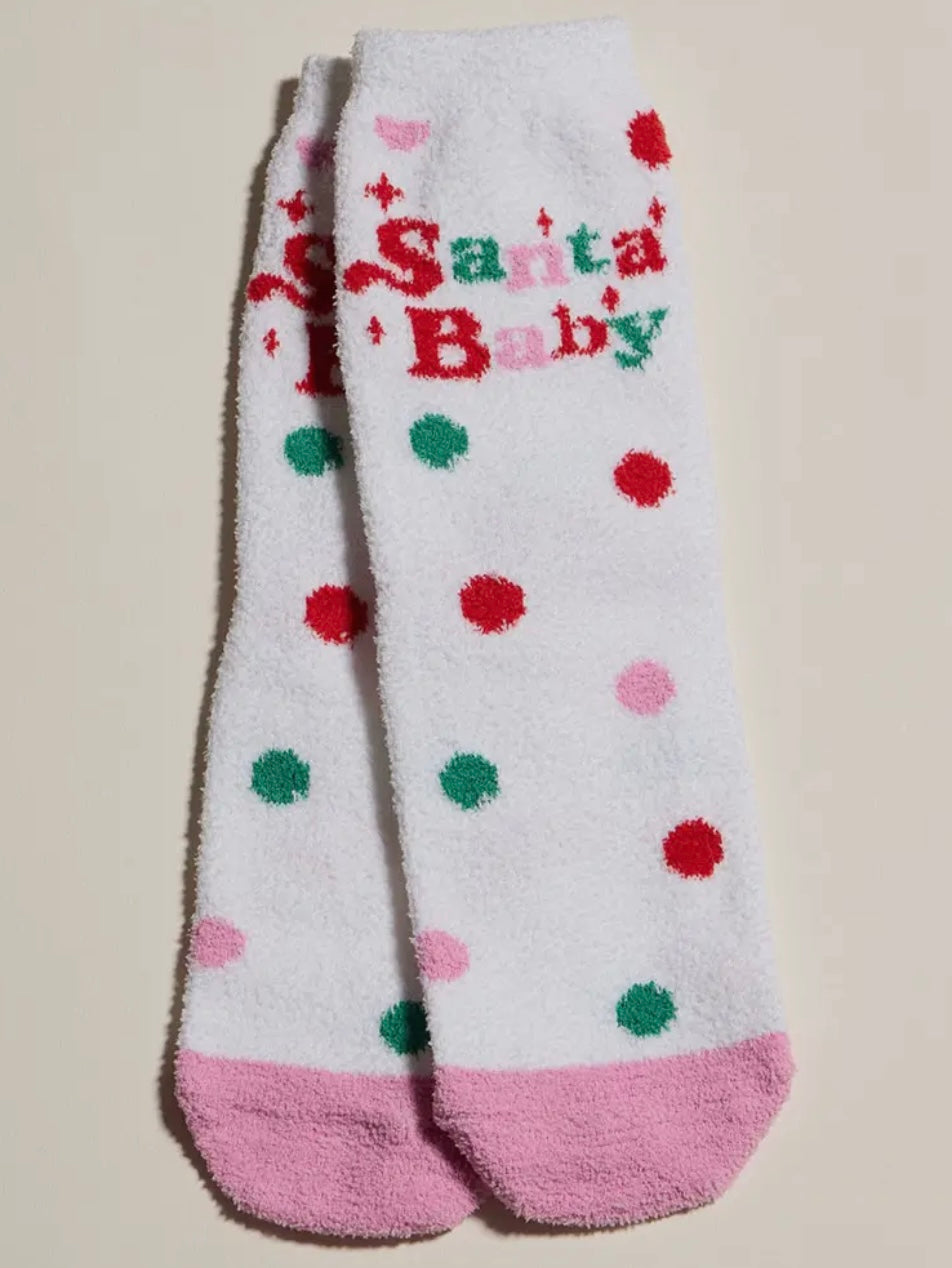 CUTE CHRISTMAS GNOMES Ladies 4 Pair Of Fuzzy Socks Gift Set - Novelty Socks And Slippers
