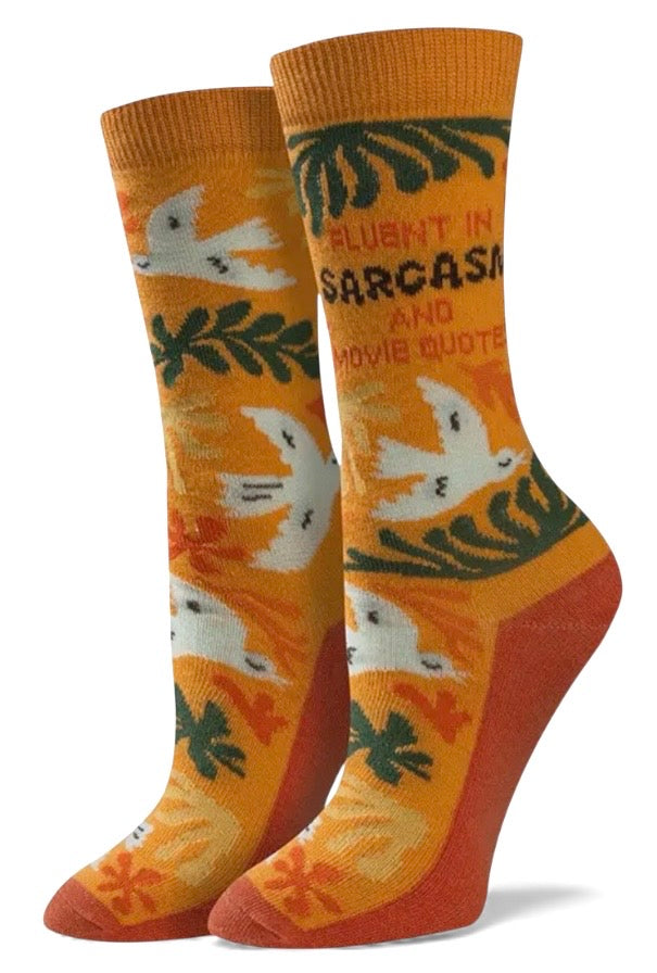 FLUENT IN SARCASM & MOVIE QUOTES Ladies Socks SOCK HARBOR Brand - Novelty Socks And Slippers
