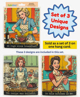 COOKING RETRO WIFE Set Of 3 SASSY Swedish Dishcloths ‘I Followed The Recipe. The Recipe Was Bullshit.