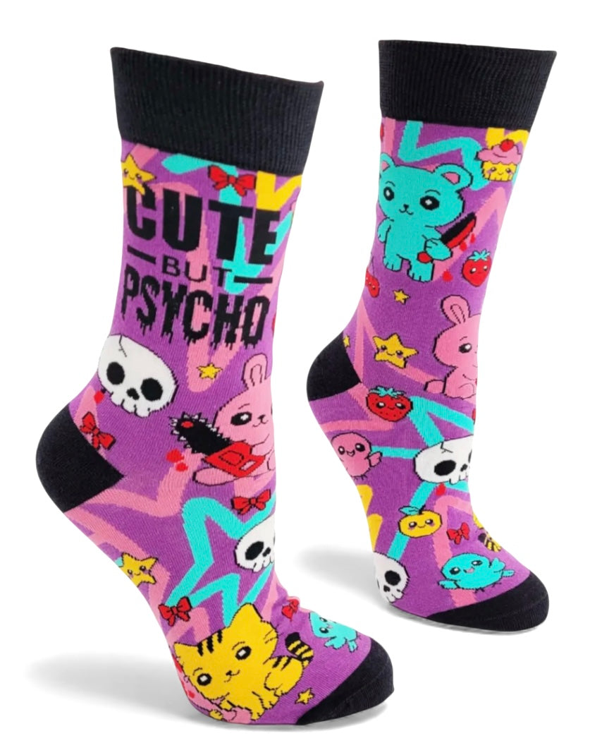 CUTE BUT PSYCHO Ladies Socks Fabdaz Brand - Novelty Socks And Slippers