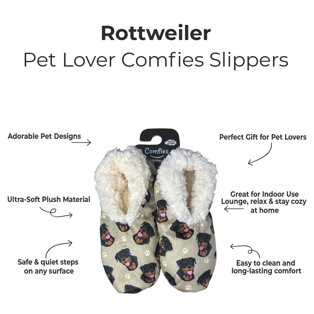 ROTTWEILER Dog Ladies Non-Slip Slippers COMFIES BRAND By E&S Pets