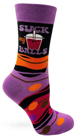 FABDAZ Brand Ladies BUBBLE TEA Socks ‘SUCK MY BALLS’ - Novelty Socks And Slippers