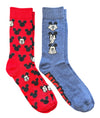 DISNEY MEN’S MICKEY MOUSE 2 PAIR OF SOCKS Mickey Facial Expressions - Novelty Socks And Slippers