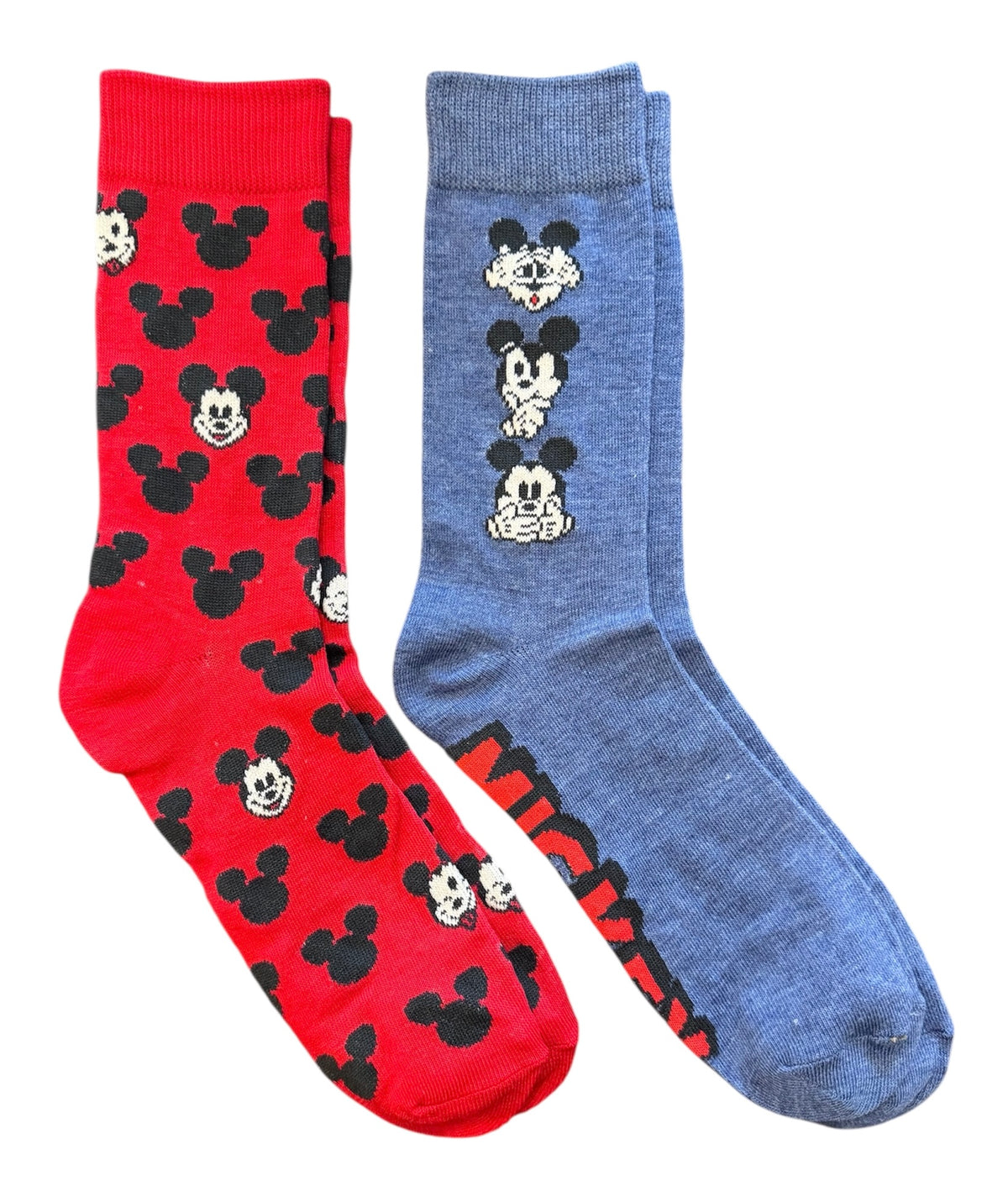 DISNEY MEN’S MICKEY MOUSE 2 PAIR OF SOCKS Mickey Facial Expressions - Novelty Socks And Slippers